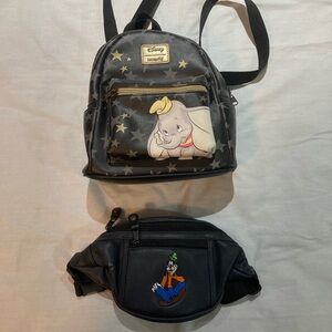 Disney’s Loungefly Dumbo backpack, adjustable straps, + Goofy Fanny pack!
